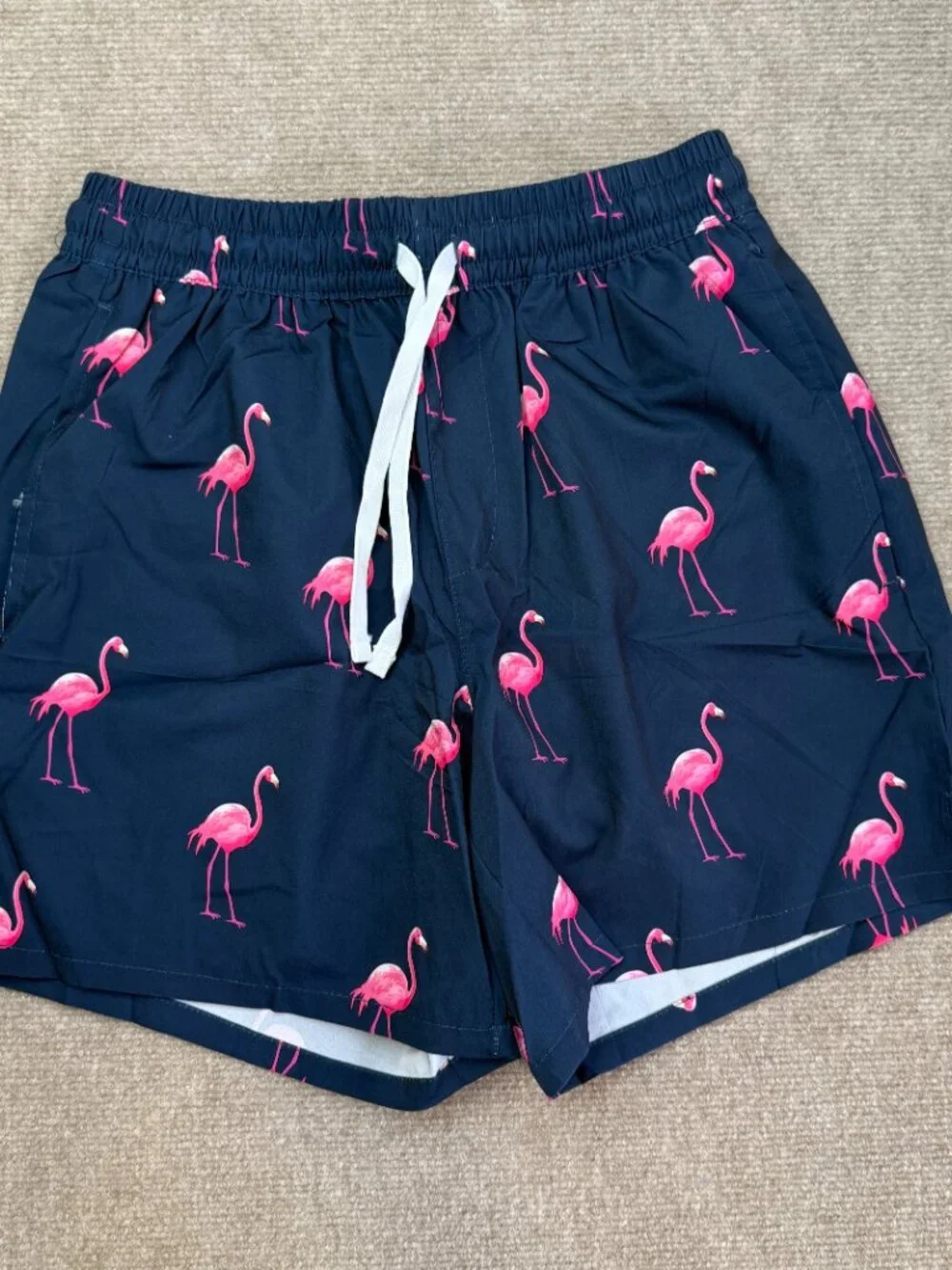 Men's S-2XL Flamingo Swim Trunks Mesh Lining Quick Dry With Pockets Beach Shorts